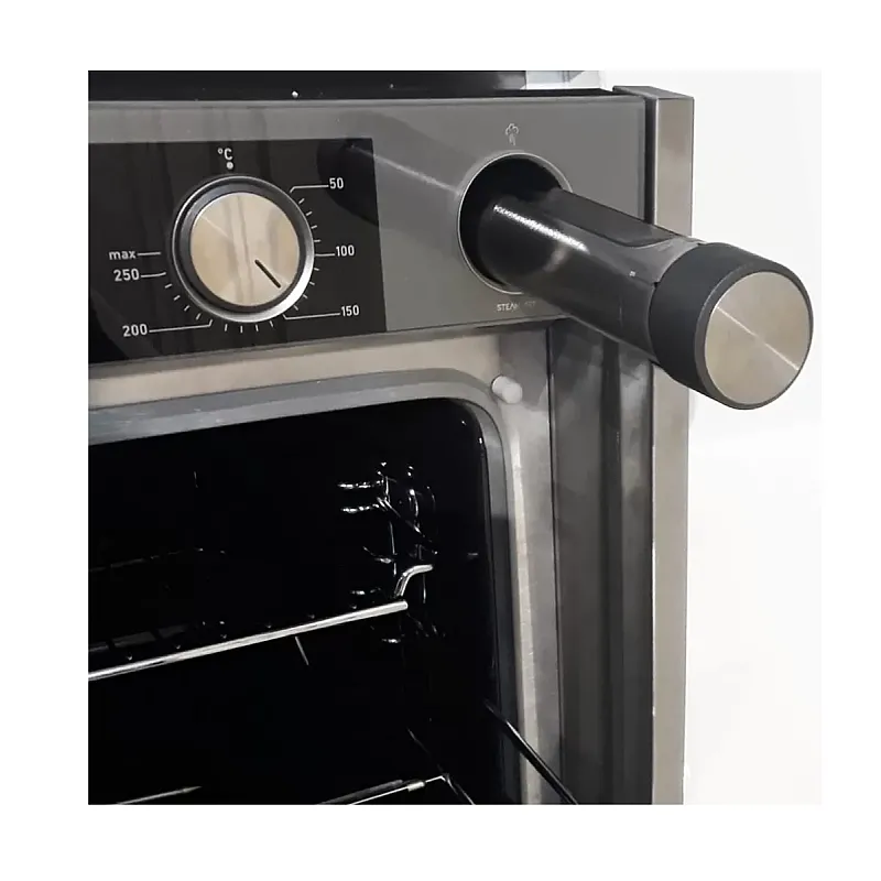 Cuptor electric incorporabil Studio Casa Elegance Aqua Cooking Art  Grey  FE810  10 functii, 81 l,  Grill, Rotisor, Ventilator, Autocuratare catalitica, Coacere asistata cu abur, Display Touch Control, Clasa energetica A, Sticla gri / Inox - Studiocasa.ro