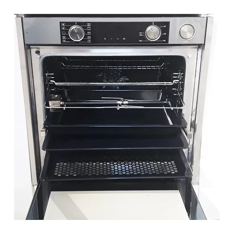 Cuptor electric incorporabil Studio Casa Elegance Aqua Cooking Art  Grey  FE810  10 functii, 81 l,  Grill, Rotisor, Ventilator, Autocuratare catalitica, Coacere asistata cu abur, Display Touch Control, Clasa energetica A, Sticla gri / Inox - Studiocasa.ro