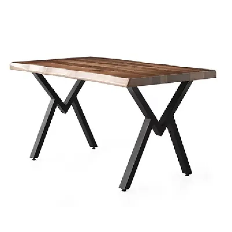 Masa living, picioare metalice si blat din lemn, Otto Lux Studio Casa, 180 x 80 x 75 cm, Maro / Negru - Studiocasa.ro