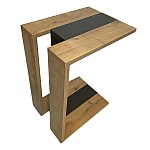 Masuta cafea laterala, Studio Casa, din lemn, Nuc/ Negru - Studiocasa.ro