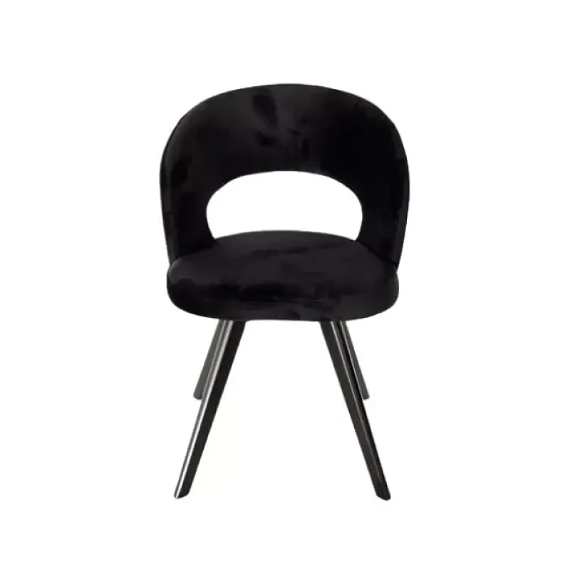Scaun Prestige Veluto Black, Structura Lemn, Șezut Și Spătar Din Catifea De Înaltă Calitate, 650G/ Mp , Impermeabil - Studiocasa.ro