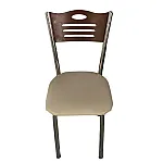 Scaun tapitat Polo Living Studio Casa, Picioare metalice, piele ecologica, Crem/ Nuc - Studiocasa.ro