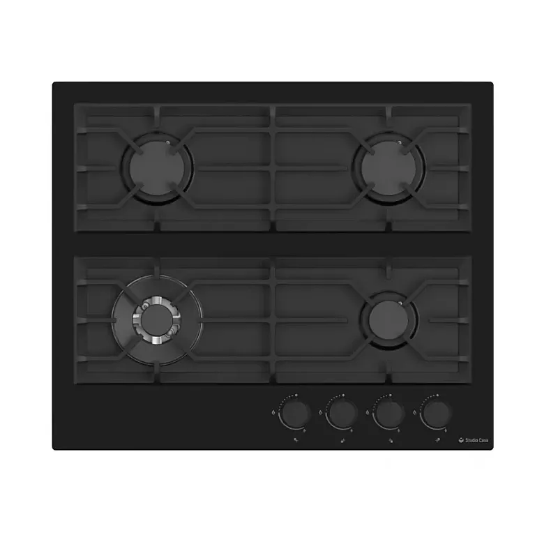 Pachet incorporabil Studio Casa Tele Rialto, Cuptor electric sticla neagra, Plita gaz neagra si hota telescopica neagra, 78 l, 7 functii, Ventilator, Autocuratare catalitica, Clasa energetica A, Sticla neagra - Studiocasa.ro