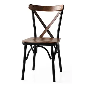 Scaun bucatarie Eko Design Smart Living Studio Casa , Cadru din metal si lemn, Maro 