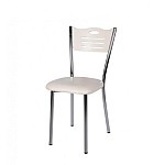 Scaun tapitat Polo Living Studio Casa, Picioare metalice, piele ecologica, Alb - Studiocasa.ro