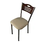 Scaun tapitat Polo Living Studio Casa, Picioare metalice, piele ecologica, Crem/ Nuc - Studiocasa.ro