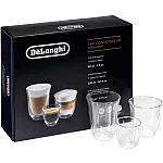 Set 2 pahare Espresso 90 ml, 2 pahare Cappuccino 270 ml si 2 pahare Latte Macchiato 330 ml, cu pereti dubli, DeLonghi DLSC302, Colectia Connoisseur - Studiocasa.ro