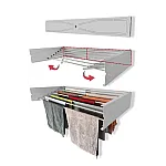 Uscator de rufe retractabil de perete, 120 cm, Indoor/ outdoor, Design decorativ, Economiseste spatiu, Metal si aluminiu, Max 25 kg rufe, Alb - Studiocasa.ro