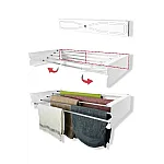 Uscator de rufe retractabil de perete, 75 cm, Indoor/ outdoor, Design decorativ, Economiseste spatiu, Metal si aluminiu, Max 15 kg rufe, Alb - Studiocasa.ro