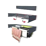 Uscator de rufe retractabil de perete, 95 cm, Indoor/ outdoor, Design decorativ, Economiseste spatiu, Metal si aluminiu, Max 20 kg rufe, Negru - Studiocasa.ro