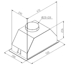 Hota total incorporabila Studio Casa Allegra Black, Putere de absorbtie maxima 550 m3/h, Motor Turbo 140w, 52 cm, Negru Hota total incorporabila Studio Casa Allegra Black, Putere de absorbtie maxima 550 m3/h, Motor Turbo 140w, 52 cm, Negru