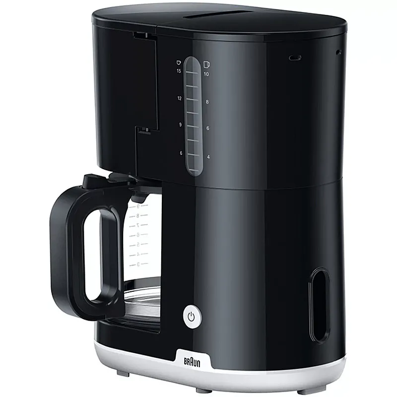 Cafetiera Braun KF1100BK, 1000 W, Carafa din sticla, Capacitate 1.38 L, Filtru pivotant, Sistem anti-picurare, Oprire automata, Negru - Studiocasa.ro