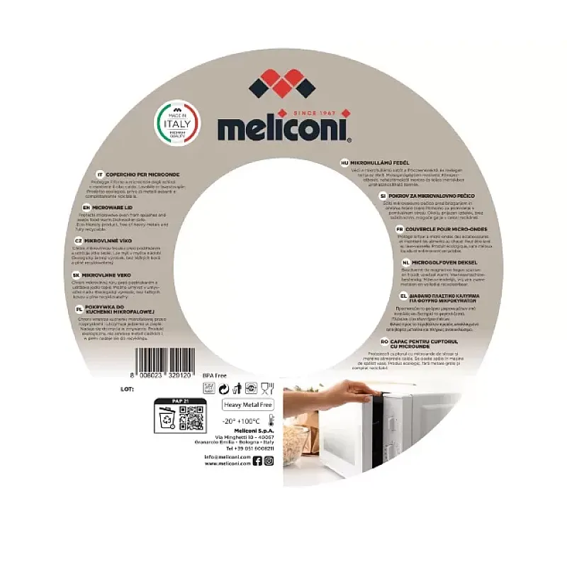 Capac pentru cuptorul cu microunde, plastic policarbonat, 26.5 cm diametru, Transparent, Meliconi - Studiocasa.ro