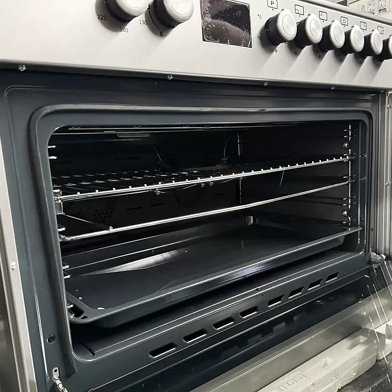 Aragaz gaz  90 cm Nando Graphite Grey Studio Casa, 5 zone de gatit, Gaz, Wok, Cuptor gaz,  Rotisor, Timer digital, Grill electric, Gratar fonta,  Aprindere electrica, Clasa energetica A, Gri - Studiocasa.ro