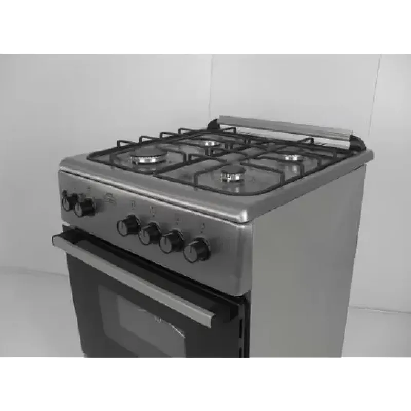 Pachet aragaz si hota clasica cuptor gaz, 4 arzatoare gaz, grill electric, rotisor, timer, termostat, Inox - Studiocasa.ro