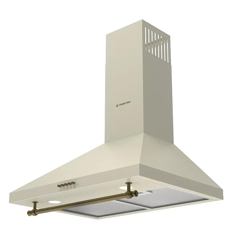 Hota decorativa Studio Casa Onda Beige Turbo, 60 cm, 1 Motor Tubo, Putere de absorbtie 680 m3/h, Beige - Studiocasa.ro