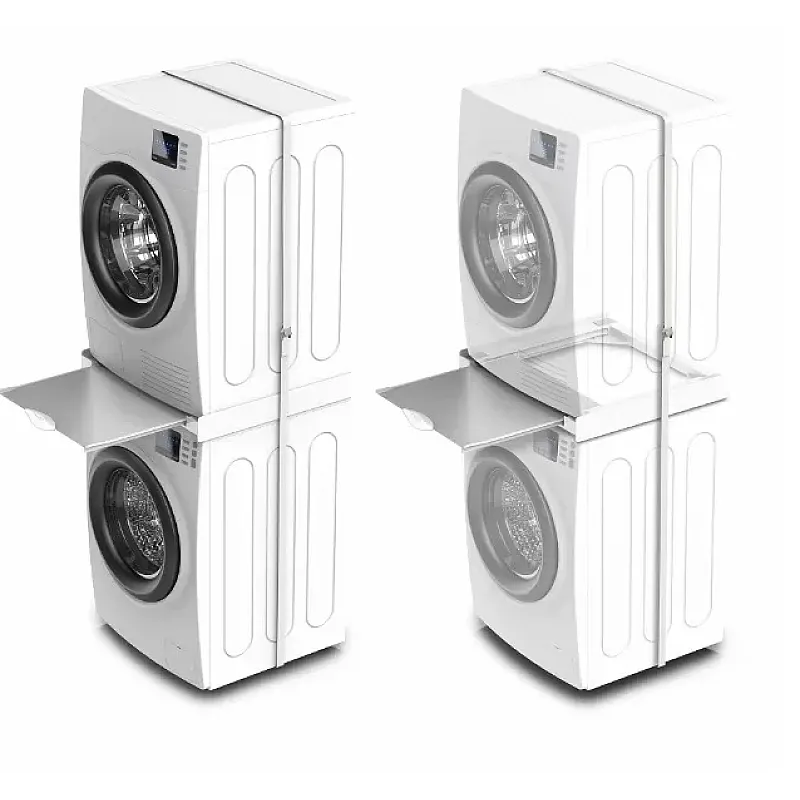 Kit universal de suprapunere a masinii de spalat si a uscatorului de rufe + suport retractabil, Meliconi, TORRE GREEN, Meliconi - Studiocasa.ro