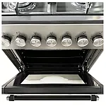 Aragaz Studio Casa Scala Graphite Grey 60 cm, 4 arzatoare gaz, Grill electric, Rotisor, Gratare fonta, Aprindere electrica, Clasa energetica A, Gri - Studiocasa.ro