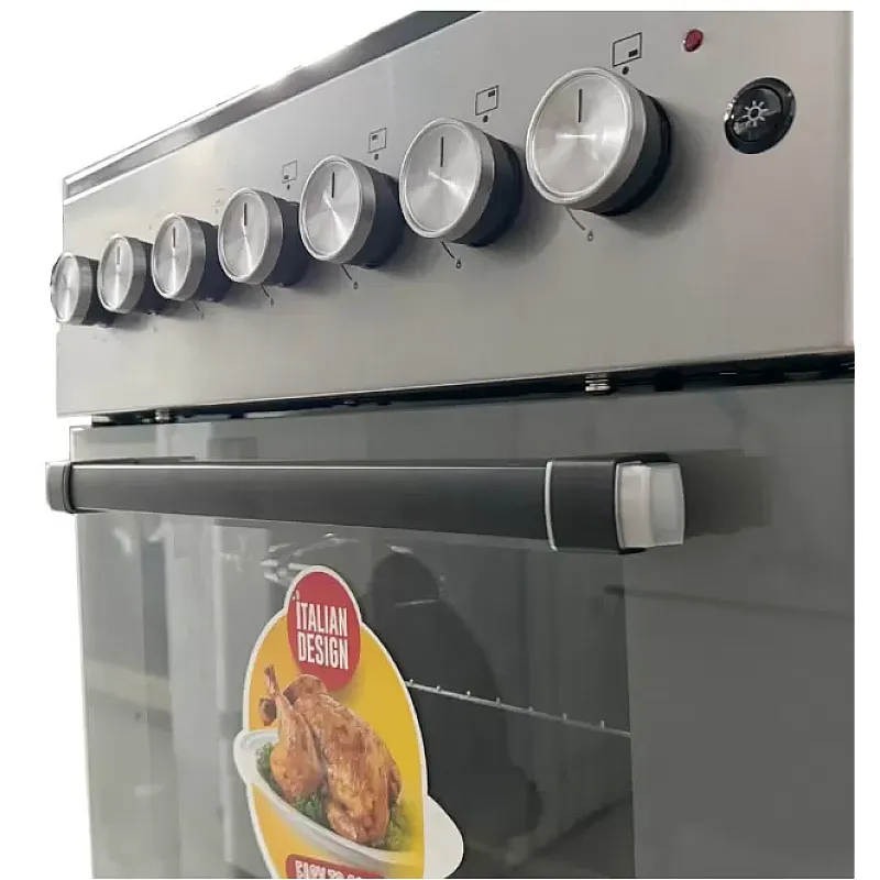 Aragaz Studio Casa Scala Graphite Grey 60 cm, 4 arzatoare gaz, Grill electric, Rotisor, Gratare fonta, Aprindere electrica, Clasa energetica A, Gri - Studiocasa.ro