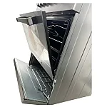 Aragaz Studio Casa Scala Graphite Grey 60 cm, 4 arzatoare gaz, Grill electric, Rotisor, Gratare fonta, Aprindere electrica, Clasa energetica A, Gri - Studiocasa.ro