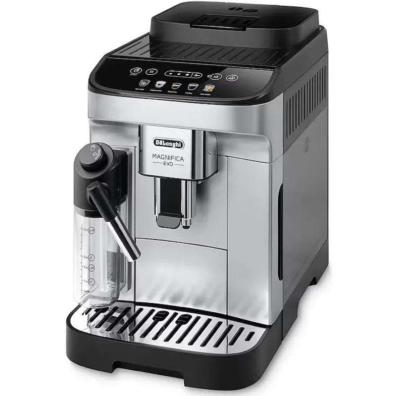 Espressor automat De'Longhi Magnifica Evo ECAM 290.61.SB, 1450W, 6 tipuri de bauturi, 15 bari, Carafa pentru lapte, Sistem LatteCrema, Rasnita cu 13 setari, Negru/argintiu - Studiocasa.ro