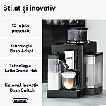 Espressor automat De’Longhi Rivelia EXAM440.55.B, 0132215472, 1450W, 18 tipuri de bauturi, 19 bari, 2 recipiente pentru boabe, Tehnologie Bean Adapt, Carafa de lapte cu tehnologie LatteCrema Hot, Negru - Studiocasa.ro