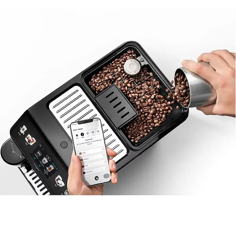 Espressor automat De’Longhi Eletta Explore ECAM 450.65.G, 50+ tipuri de bauturi, 19 bari, 2 Carafe cu tehnologie LatteCrema (Hot & Cool), Tehnologie de extractie la rece, Rasnita cu tehnologie Bean Adapt, Coffee Link App, 1450W, Gri inchis - Studiocas