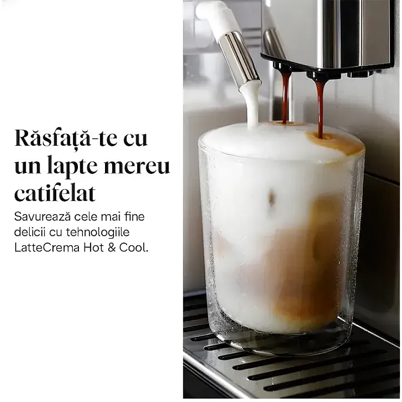 Espressor automat De'Longhi PrimaDonna Aromatic ECAM630.75.TSM, 1450 W, 35 tipuri de bauturi, 19 bari Tehnologie LatteCrema Hot & LatteCrema Cool, Metal titan - Studiocasa.ro