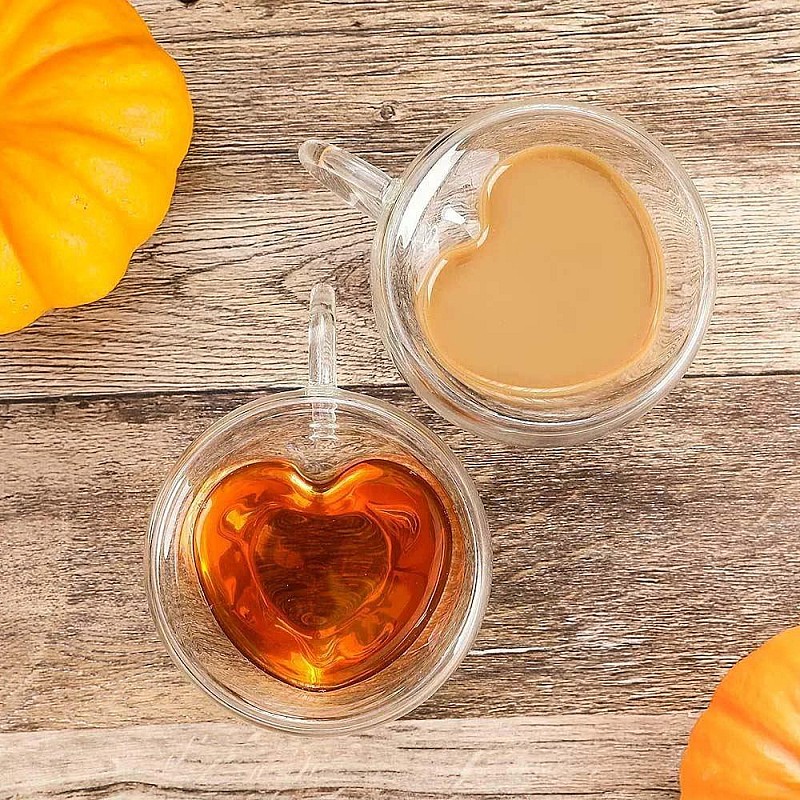 Cana din sticla cu perete dublu, model Love, 250 ml - Studiocasa.ro