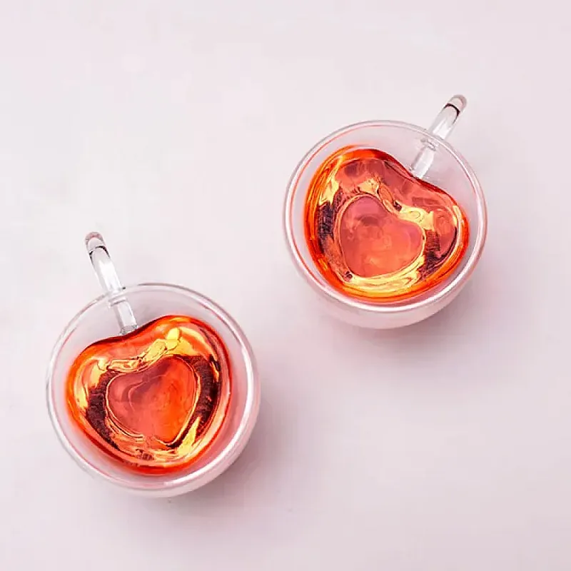 Cana din sticla cu perete dublu, model Love, 250 ml - Studiocasa.ro