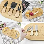 Set platou de branzeturi cu 3 ustensile pentru servire, 36 x 18 x 1.5 cm, din lemn - Studiocasa.ro