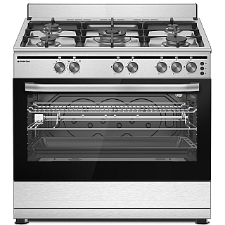 Aragaz clasic 5 arzatoare gaz, cuptor gaz, 90x60 cm, Studio Casa, GRAND CUCINA GC90 New, Inox, Grill, WOK, Rotisor, clasa energetica A, Gratare Fonta