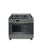 Aragaz gaz  90 cm Nando Graphite Grey Studio Casa, 5 zone de gatit, Gaz, Wok, Cuptor gaz,  Rotisor, Timer digital, Grill electric, Gratar fonta,  Aprindere electrica, Clasa energetica A, Gri - Studiocasa.ro