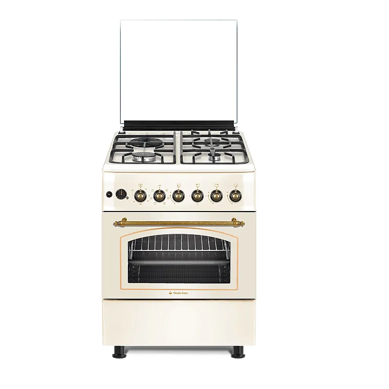 Aragaz rustic 3 Arzatoare gaz + 1 electric, Cuptor electric, 60x60cm, Studio Casa Avena, MULTIF. PLUS FE60/603G+1EL, Aprindere integrata, Rotisor - Studiocasa.ro