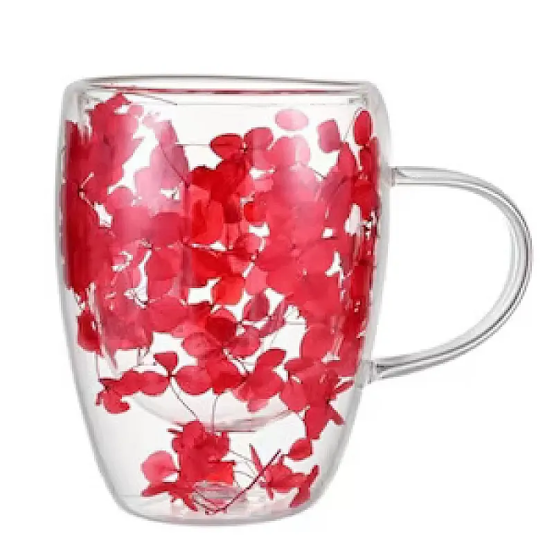 Cana Cafea si Ceai cu Perete Dublu, cu Flori Uscate, 350ml - Studiocasa.ro