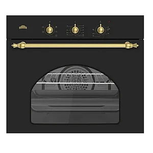 Cuptor electric incorporabil Nuova Cucina Retro Black Star, 60 cm, 6 functii, Curatare catalitica, Negru antracit