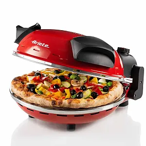 Cuptor electric pentru pizza Ariete "Pizza in 4 minute" 0909/10, 1200W, 32 cm, Pana la 400°C, 5 trepte, Placa de piatra, Acoperire antiaderenta, Rosu