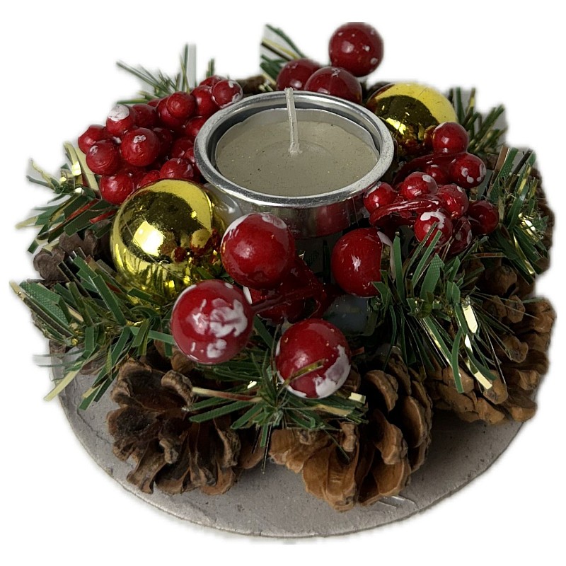 Decoratiune de masa Craciun, cu suport pentru lumanari, 12 cm - Studiocasa.ro