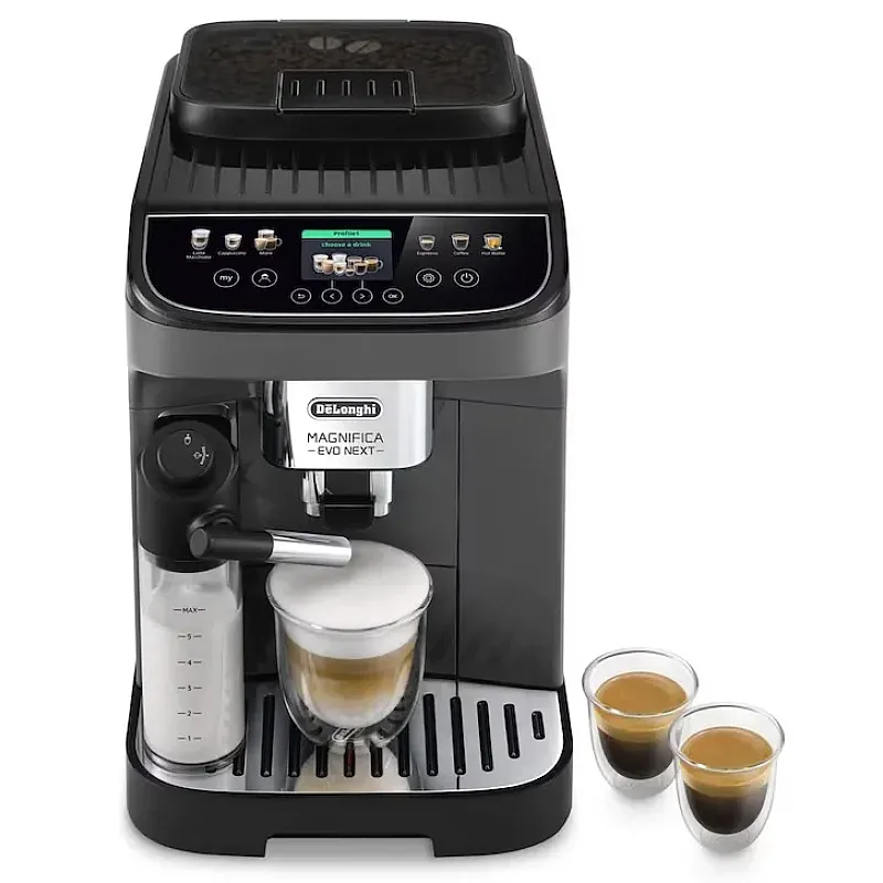Espressor automat De’Longhi Magnifica Evo Next ECAM 310.60.GB, 1450W, 10 tipuri de bauturi, 15 bari, Carafa pentru lapte, Tehnologie LatteCrema, Gri-Negru - Studiocasa.ro