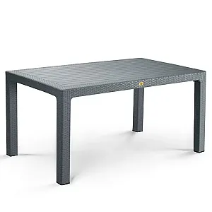 Masa terasa/gradina, antracit, 150x90x77 cm, plastic, aspect ratan
