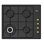 Pachet cuptor electric și plită gaz incorporabile Nuova Cucina Retro Black Star, 60 l, 4 arzătoare, negru - Studiocasa.ro