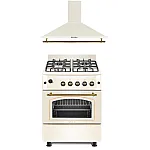 Pachet Aragaz Rustic Studio Casa Sienna Fe60/60G + Hota Onda Beige, Rotisor, Cuptor Pe Gaz, 4 Arzatoare Gaz, Grill Gaz, Ventilator, Gratare Fonta, 60 Cm, Culoare Crem - Studiocasa.ro