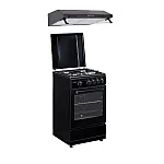Pachet Aragaz clasic Studio Casa Viva Galaxy 4G 50/55 cm Black si Hota clasica 2 motoare, 4 arzatoare gaz, Cuptor gaz, Negru - Studiocasa.ro