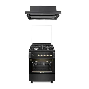 Pachet Aragaz rustic Studio Casa Viva Sierra 60 x 60 cm, Cuptor Gaz+ Ventilatie Turbo, 4 ochiuri gaz, Rotisor, Grill gaz, Gratare fonta, Negru antracit +Hota incorporabila telescopica Studio Casa Wind Turbo Black Pachet Aragaz rustic Studio Casa Viva Sierra 60 x 60 cm, Cuptor Gaz+ Ventilatie Turbo, 4 ochiuri gaz, Rotisor, Grill gaz, Gratare fonta, Negru antracit +Hota incorporabila telescopica Studio Casa Wind Turbo Black