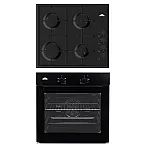 Pachet cuptor electric incorporabil și plită gaz Nuova Cucina, 60 cm, 5 funcții, ventilator, negru - Studiocasa.ro