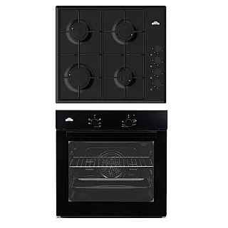 Pachet cuptor electric incorporabil și plită gaz Nuova Cucina, 60 cm, 5 funcții, ventilator, negru