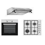 Pachet cuptor electric, plita gaz si hota clasica Mirage Traditional Studio Casa, 2300 W, Clasa A, 72, 4 arzatoare gaz, 2 motoare, Inox - Studiocasa.ro
