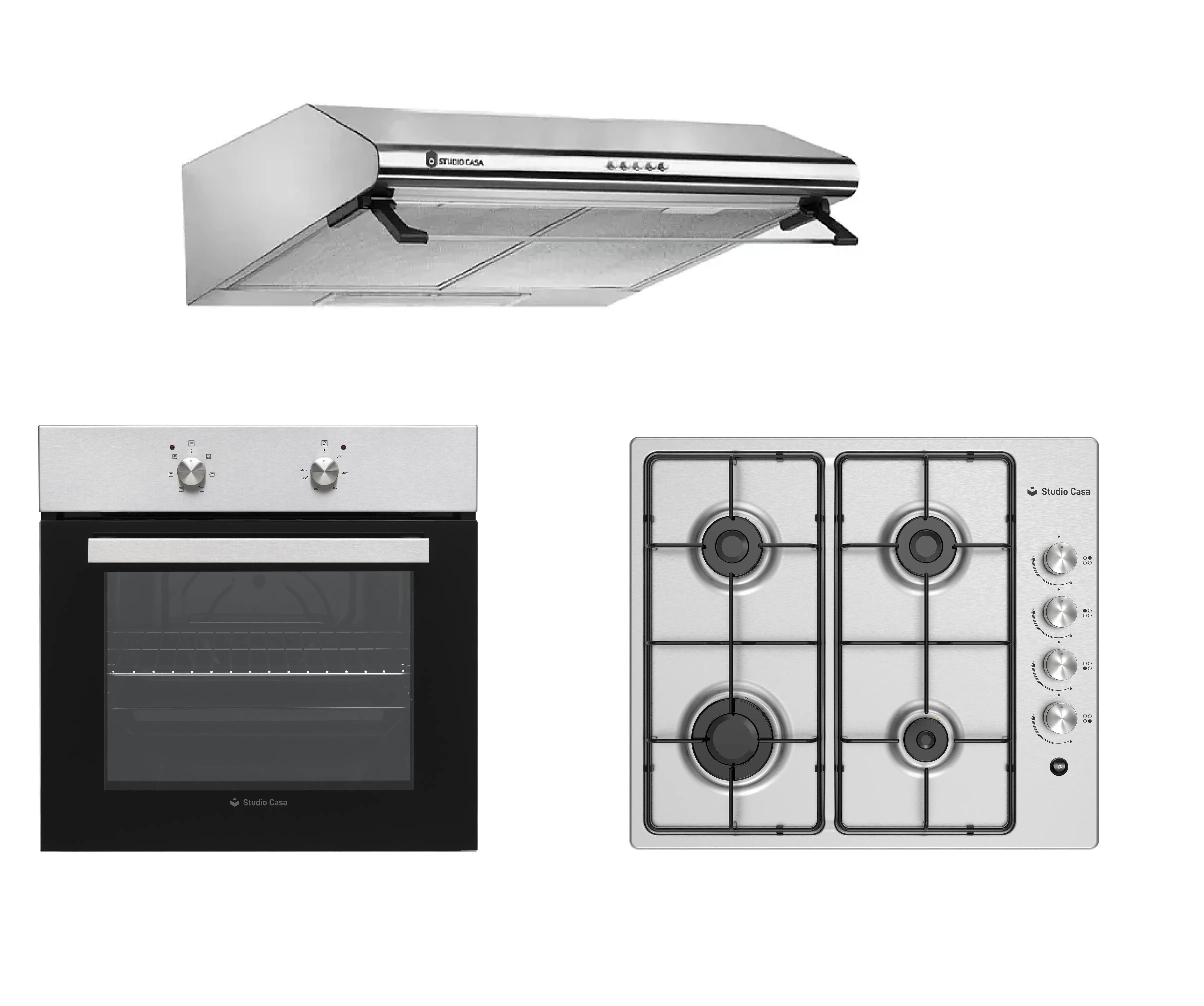 Pachet cuptor electric, plita gaz si hota clasica Mirage