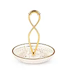 Platou rotund din sticla cu 3 compartimente, Deco Art, Diametru 20 cm, Maner rasucit, Finisaje aurii - Studiocasa.ro