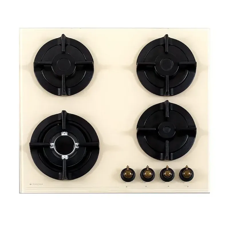 Pachet incorporabil rustic Studio Casa Viva Parma Glass Beige, Cuptor electric multifunctional si plita gaz, 8 functii, Ventilator, Grill, Clasa A, Sticla beige - Studiocasa.ro